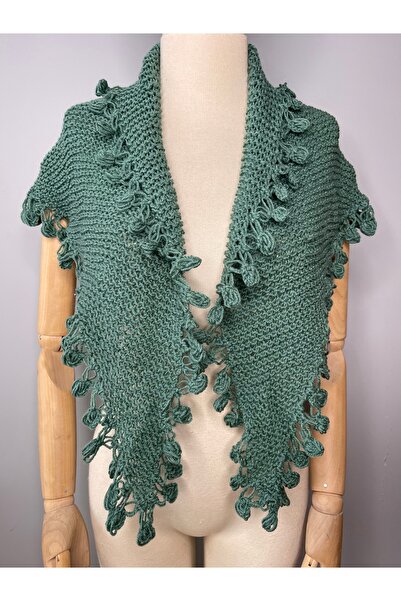 zeinapp Hand knitted design bohemian triangle shoulder scarf shawl