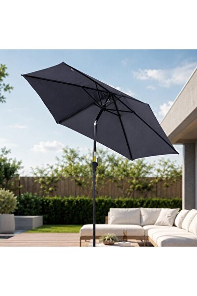 Solplant Umbrela gradina/terasa, stalp aluminiu, cu inclinatie, manivela, gri...