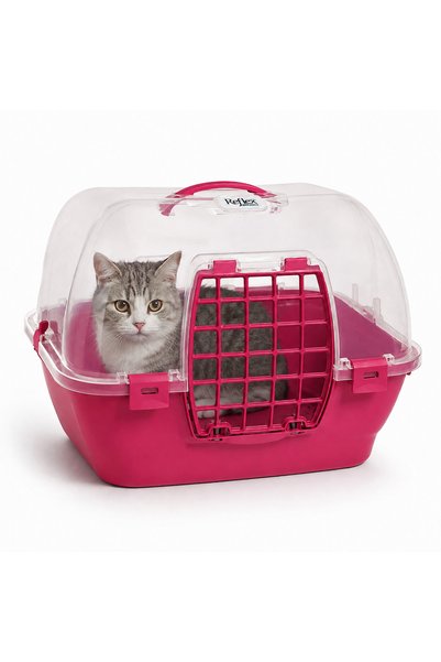 Poliwork minder hediyeli Kedi Köpek Taşıma Çantası Catlo Şeffaf Kapaklı Güvenli Kilitli Havalandırmalı Pet Taşıma Box Minder hediyeli