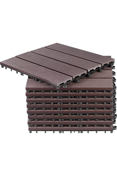 Solplant Podea de gradina din plastic, set 9 buc, 31x31 cm, maro inchis,