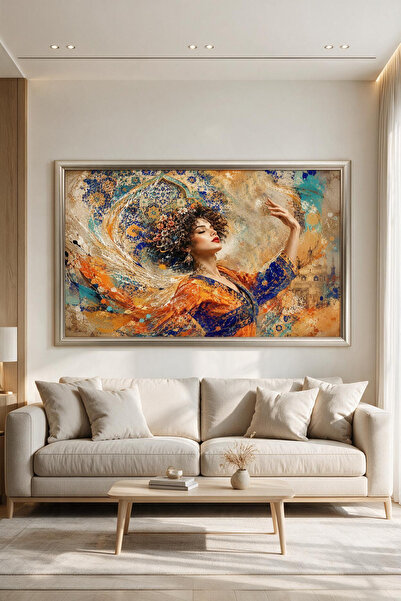 ARTAN GALLERY Oryantal Kadın Figürü İtalyan Kadife Tablo 40 mm Kalın Çerçevel...