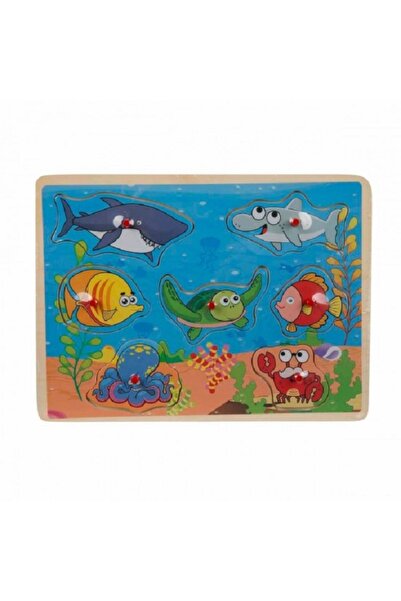 Woody Puzzle din lemn cu butoane KDK2618 animale marine, 7 piese, 30 × 22 cm