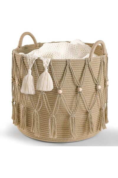 GENERAL Blanket Basket for Living Room Decor Storage Basket for Organizer Boh...