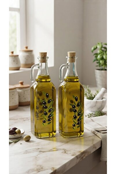 AR HOME 2 Pieces Glass Olive Oil Bottle 750cc