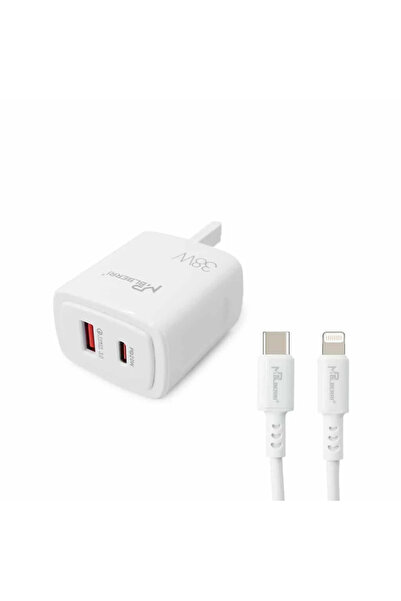 mpBLBERRI 38 Watt USB-A and USB-C PD Fast Charger With USB-C to Lightning Cable