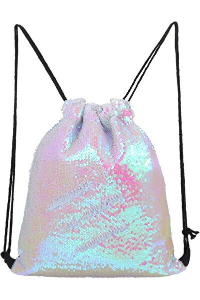 TERRIFI Sequin Drawstring Backpack, Foldable Carryall for Gym, Sports, Swimmi...