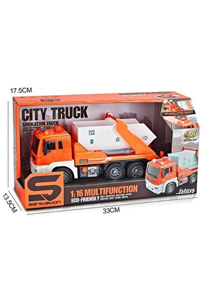Noname Camion de gunoi de jucărie JSTOYS JS107B portocaliu la scara 1:16 cu l...
