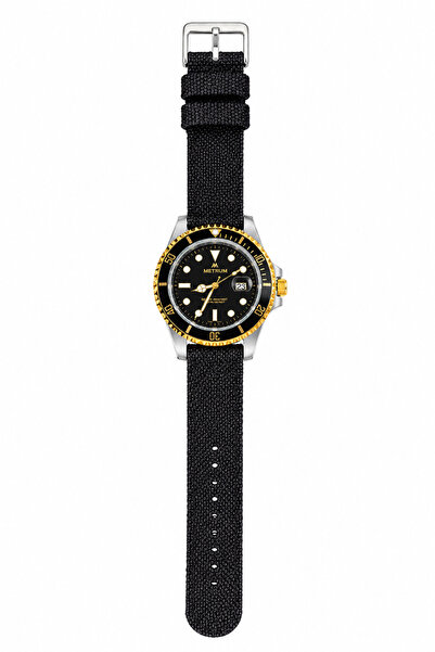 METRUM MTR-525052 Erkek Kol Saati Siyah Gold - Kanvas Kordon Diver Kasa Siyah...