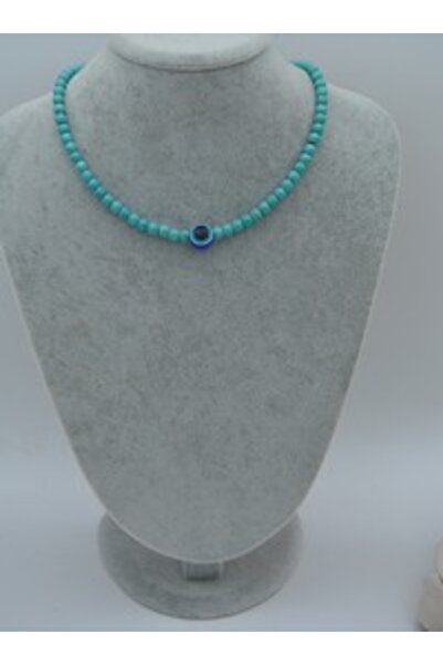 Stoneage Evil Eye Beaded Necklace - Turquoise -