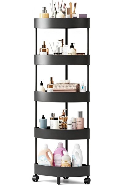 GENERAL 5 Tier Corner Shower Storage Rack with Wheels, Plastic & Stainless St...