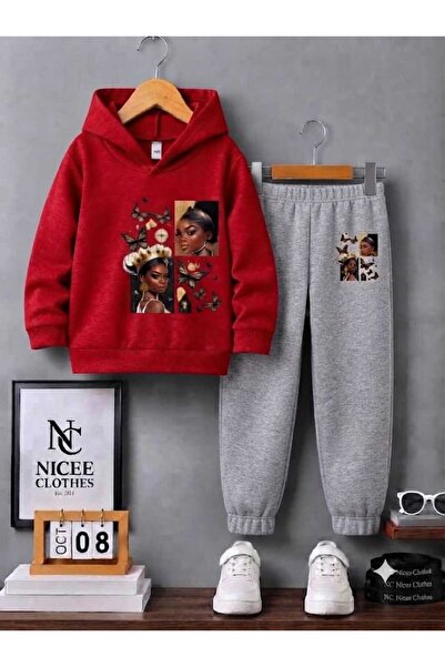NC Nicee Clothes طقم رياضي للأطفال للجنسين (طباعة فراشة إسمر كيز للشتاء)