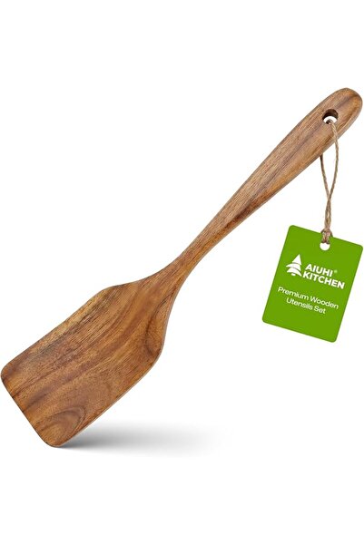 GENERAL AIUHI 12.5" Teak Wood Spatula for Cooking, Non-Stick Safe Wooden Turn...