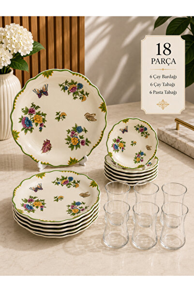 Yumuk Shop 18 Parça Butterfly Lüks Pasta Çay Saati Seti