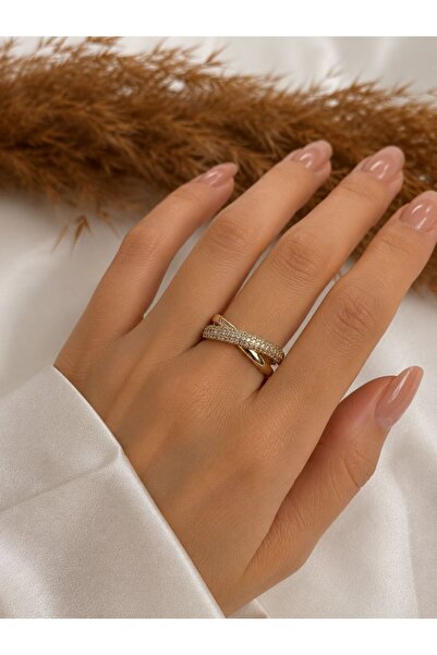 XUPING JEWELRY 14K Zirkon Detaylı Tasarım Kuyumcu Model Xupıng Çelik Yüzük