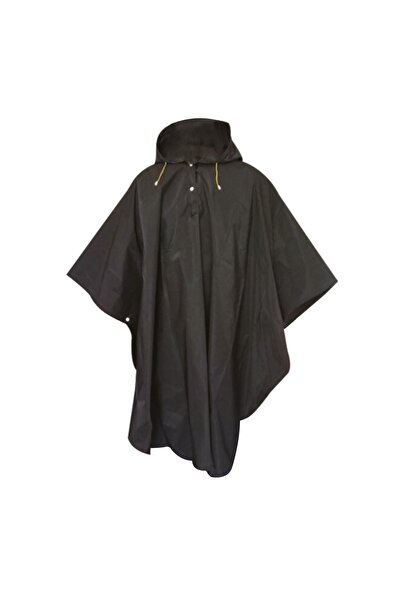 OEM Poncho de ploaie negru impermeabil pentru adulți, cu glugă - Mărime unică