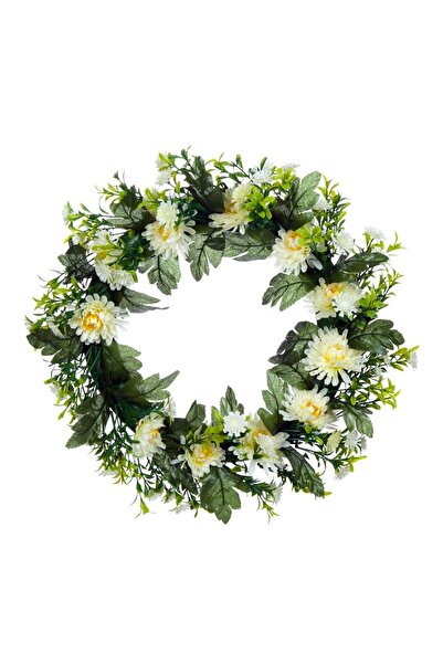 OEM Coroană florală de primăvară cu crizanteme albe - 38cm