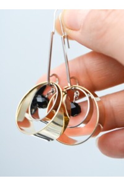 Stoneage Hoop Earrings - Gold Color -