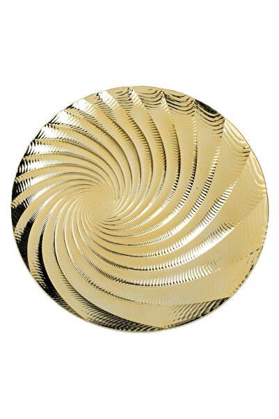 OEM Tavă decorativă rotundă din plastic auriu, cu model scoică, 33cm