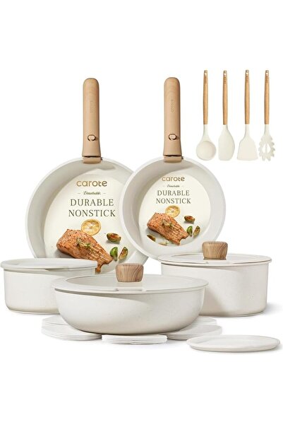 carotenin Carote 19-Piece Non Stick Cookware Set with Detachable Handle – Ind...