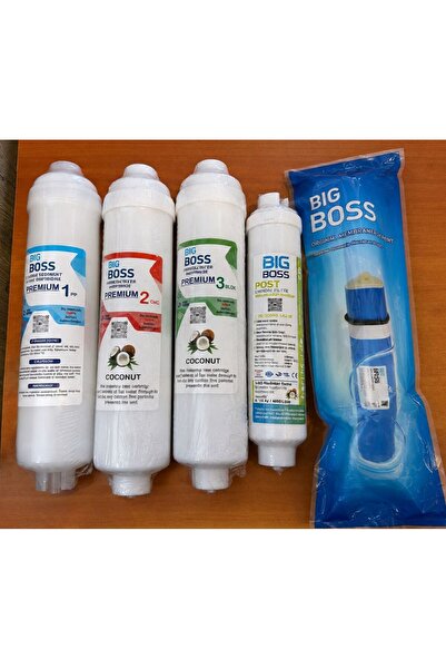 Bigboss Coconut Bazlı 5 Aşama Su Arıtma Filtre Seti - 1-2-3 Ön Filtre + Membran + Post Karbon