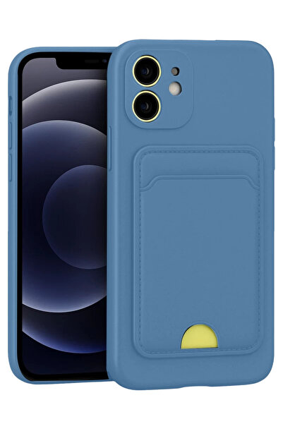 Apple iPhone 11 Uyumlu Kılıf Kelvin Kartvizitli Silikon - Mavi