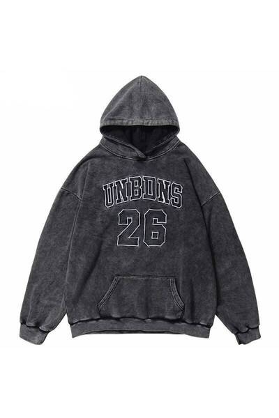 classy moda Unisex Oversize Φούτερ με στάμπα στην πλάτη, με κουκούλα και τσέπ...