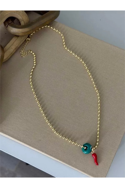 Şeker Portakalım Nazar pepper necklace - green
