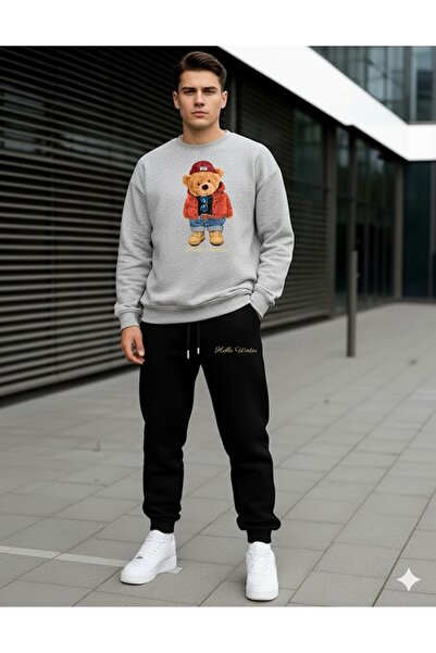 x-compass life Unisex Teddy Bear Printed Tracksuit Set Oversize Hello Winter ...