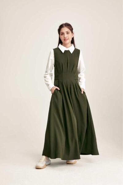 Tenda Strap School Pinafore Olive