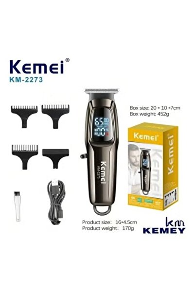 Kemei ماكينة حلاقة الشعر اللاسلكية الاحترافية KM-2273 للرجال مع شاشة LED وبطا...