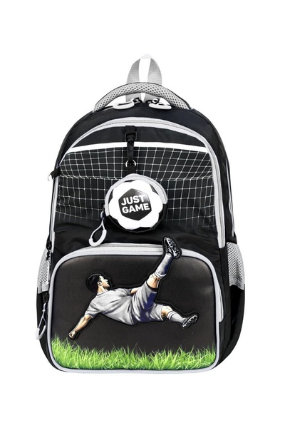 hediyeconcepti Erkek Çocuk Futbolcu Desenli 3'lü Okul Çantası Seti Beslenme Çantası ve Kalemlikli