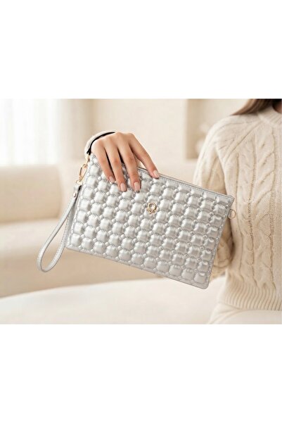 ZEYS Portofoliu și geantă clutch din piele artificială cu curea lungă brodată