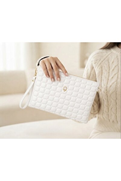 ZEYS Portofoliu și geantă clutch din piele artificială cu curea lungă brodată