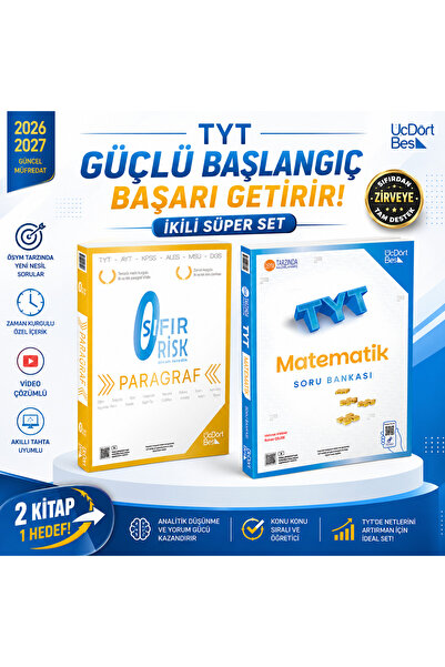 Üç Dört Beş Yayıncılık ÜçDörtBeş Yayınları Tyt Paragraf + Matematik Soru Bank...
