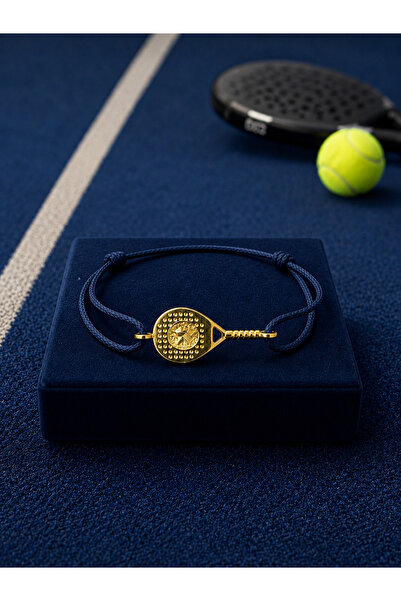 EAST&WEST 925 Ayar Gümüş Padel Raket İp Bileklik Gold - Lacivert