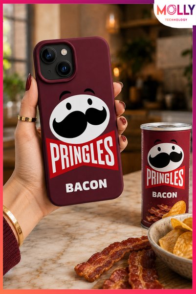 Molly Cherry Pringles Bacon Flavor Patterned Velvet Inside Silicone Case for ...