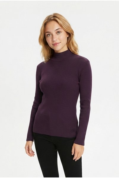 Generic Brand Bluză de damă cu guler rotund, din țesătură elastică din Lycra, cu mânecă lungă, elegantă și casual