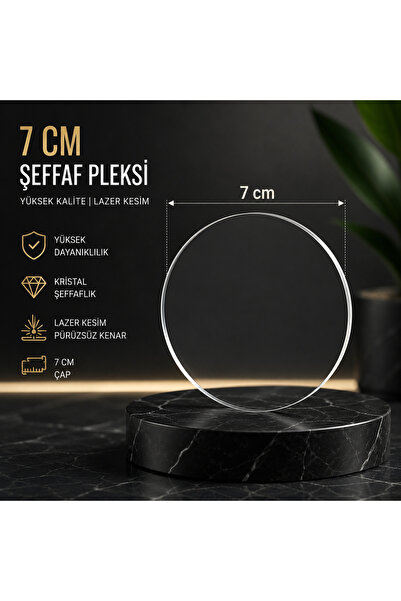 PrestijBM 10 Adet Şeffaf Yuvarlak Pleksi 7 cm 2.8 mm Kalınlık Boyama ve Süsle...