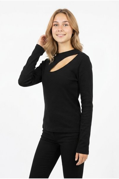 Generic Brand Bluză de damă cu mânecă lungă, cu decolteu pe umeri, croială asimetrică, din țesătură tip camisole