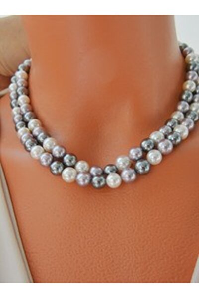 Stoneage Double Row Two Color Mayorca Pearl Necklace -