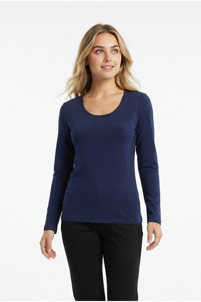 Generic Brand Bluză casual confortabilă pentru femei, cu decolteu rotund, mânecă lungă, din material elastic