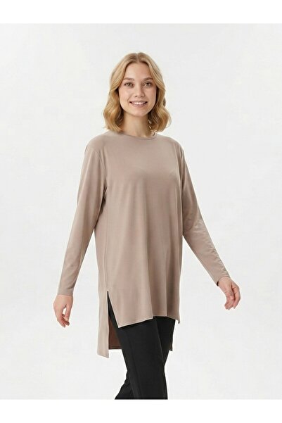 GurkStore Women's Crew Neck Long Sleeve Asymmetrical Cut Flexible Fabric Casu...