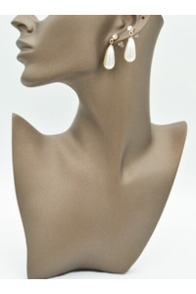 Stoneage Pearl Earrings - Gold Color -