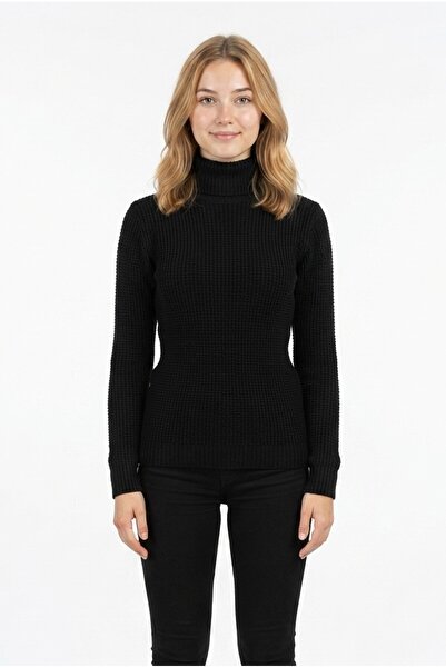 GurkStore Women's High-Neck Ribbed Fabric Flexible Casual Stylish Knitwear Sw...