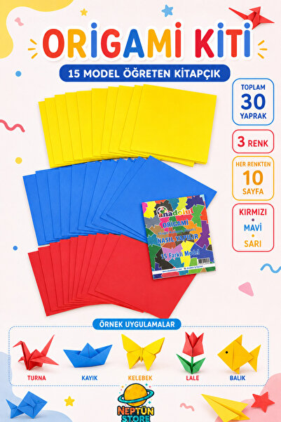 neptünstore Origami Kağıt Katlama Sanatı – 15 Farklı Model Öğreten Eğitici Ak...