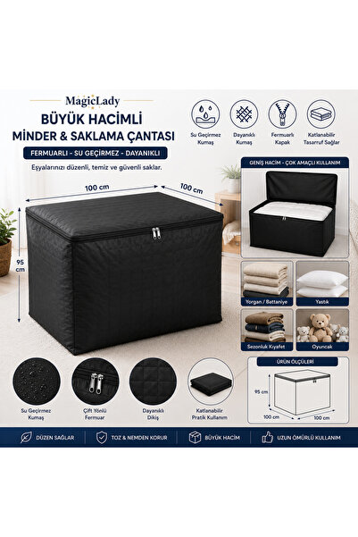Magiclady 100X100 Büyük Hacimli Fermuarlı Su Geçirmez Bahçe Minderi ve Bahçe ...