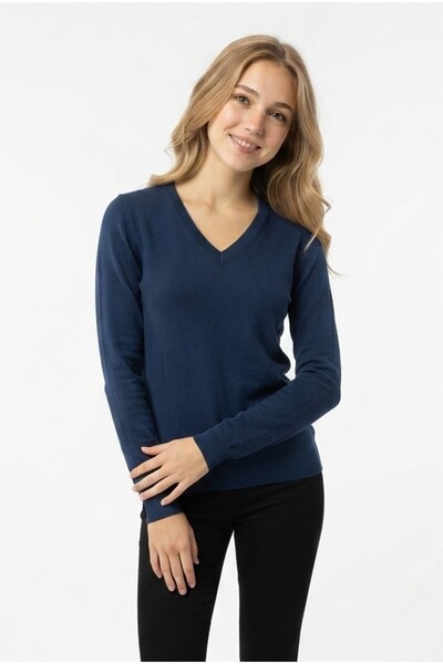 GurkStore Women's V-Neck Stretchy Basic Knit Sweater