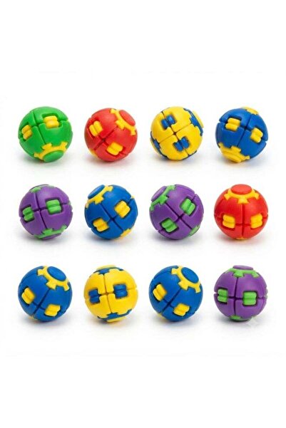Generic 12 Pcs 2-in-1 Push-to-Spin Fidget Ball Stress Relief Toy Set