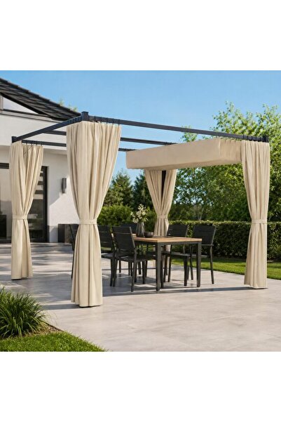 Solplant Pergola pentru gradina/terasa, retractabila, cu perdele, cadru metal...