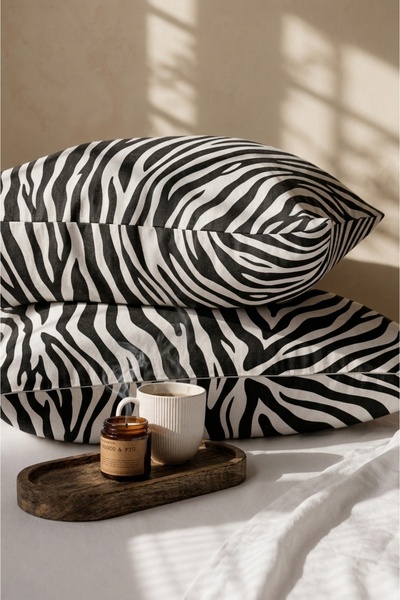 Lorien Tiger Patterned Cotton Ranforce Fabric Zippered Pillowcase 2 Pieces 50...